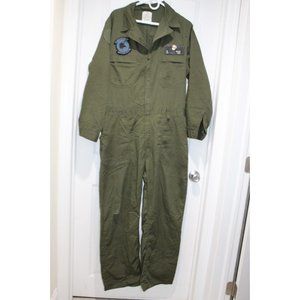 USMC US Marine Corps Olive Green OD Cotton Utility Coveralls Overalls 44 L Patch